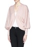 Front View - Click To Enlarge - LANVIN - Chiffon lined linen drape cardigan