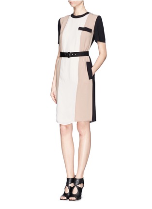 Figure View - Click To Enlarge - LANVIN - Colourblock belted crepe dress