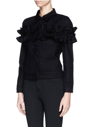 Front View - Click To Enlarge - J BRAND X SIMONE ROCHA - 'Campbell' ruffle denim jacket