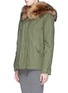 Front View - Click To Enlarge - MR & MRS ITALY - 'Giovana' mini raccoon and camouflage rabbit fur parka