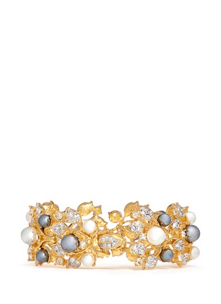 Back View - Click To Enlarge - KENNETH JAY LANE - Crystal pearl vine cuff