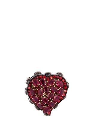 Main View - Click To Enlarge - DELFINA DELETTREZ - Diamond ruby sapphire gold alloy skull heart ring