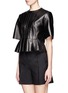 Front View - Click To Enlarge - ALEXANDER WANG - Ruffle hem leather top