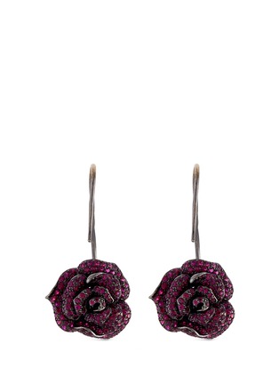 Main View - Click To Enlarge - LYDIA COURTEILLE - 'Rose' ruby 18k white gold drop earrings