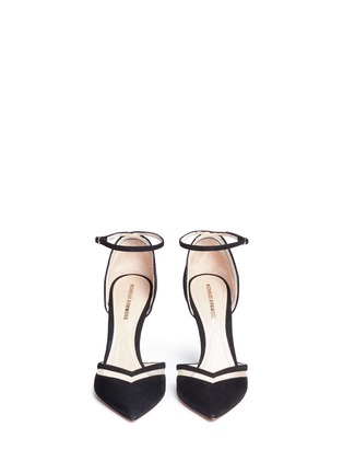 Front View - Click To Enlarge - NICHOLAS KIRKWOOD - 'Penelope' mesh cutout faux pearl heel suede pumps