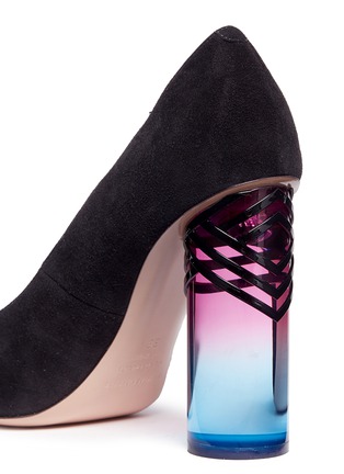 Detail View - Click To Enlarge - NICHOLAS KIRKWOOD - 'Zaha' ombré cylindrical heel suede pumps