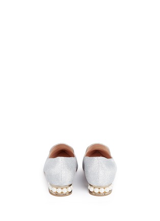 Back View - Click To Enlarge - NICHOLAS KIRKWOOD - 'Casati' faux pearl heel Lurex skimmer loafers