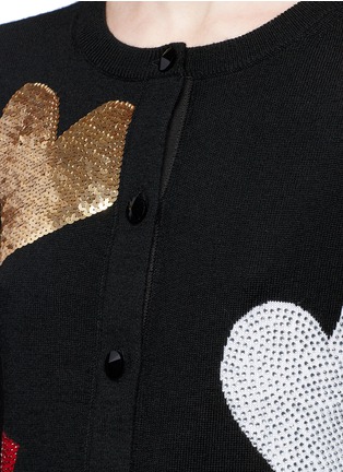 Detail View - Click To Enlarge - ALICE & OLIVIA - 'Maude' strass heart and lip wool cardigan