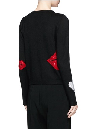 Back View - Click To Enlarge - ALICE & OLIVIA - 'Maude' strass heart and lip wool cardigan