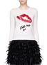 Main View - Click To Enlarge - ALICE & OLIVIA - 'Denny' strass lip slogan wool sweater