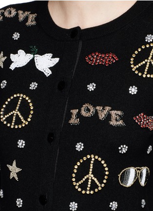 Detail View - Click To Enlarge - ALICE & OLIVIA - 'Kym Peace Love' embellished wool cardigan