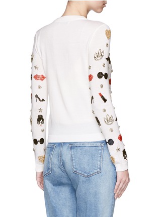 Back View - Click To Enlarge - ALICE & OLIVIA - 'Sibyl' embellished Stace face wool cardigan