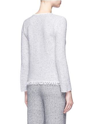 Back View - Click To Enlarge - THEORY - 'Vendla' fringed wool blend tweed effect sweater