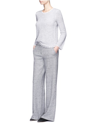 Figure View - Click To Enlarge - THEORY - 'Vendla' fringed wool blend tweed effect sweater