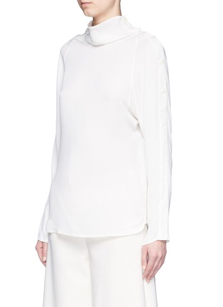 Front View - Click To Enlarge - THEORY - 'Brilivna' button shoulder cowl neck silk top