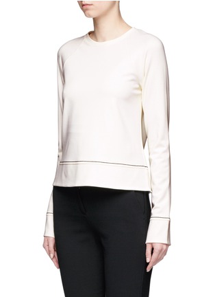 Front View - Click To Enlarge - THEORY - 'Ranzini B' chain stitch trim ponte knit sweater