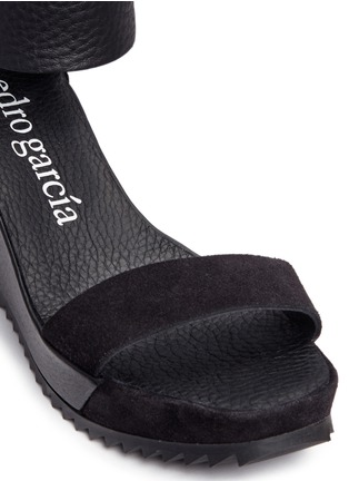 Detail View - Click To Enlarge - PEDRO GARCIA  - 'Fidelia' pebbled leather and suede wedge sandals
