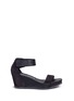 Main View - Click To Enlarge - PEDRO GARCIA  - 'Fidelia' pebbled leather and suede wedge sandals
