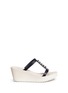 Main View - Click To Enlarge - PEDRO GARCIA  - 'Filomena' enamel studs suede wedge leather sandals