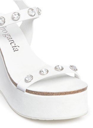 Detail View - Click To Enlarge - PEDRO GARCIA  - 'Diem' crystal suede wedge leather sandals