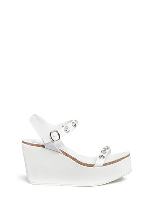 Main View - Click To Enlarge - PEDRO GARCIA  - 'Diem' crystal suede wedge leather sandals