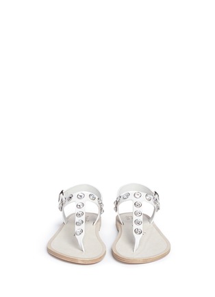 Front View - Click To Enlarge - PEDRO GARCIA  - 'Ianella' crystal T-strap leather sandals