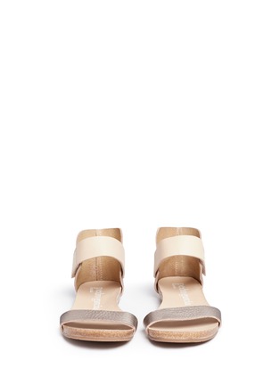 Front View - Click To Enlarge - PEDRO GARCIA  - 'Juncal' contrast strap metallic leather sandals