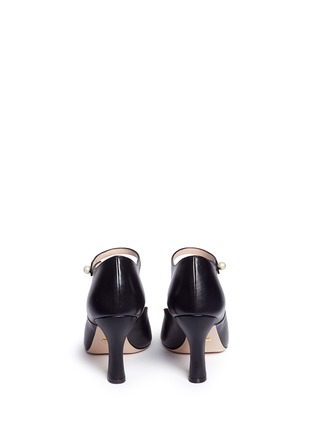 Back View - Click To Enlarge - GUCCI - Logo faux pearl leather Mary Jane pumps