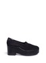 Main View - Click To Enlarge - CLERGERIE - 'Xalo' stretch suede wedge platform slip-ons