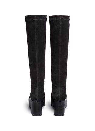 Back View - Click To Enlarge - CLERGERIE - 'Xotte' stretch suede knee high platform boots