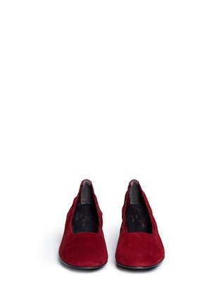Front View - Click To Enlarge - CLERGERIE - 'Poket' wood effect heel suede pumps