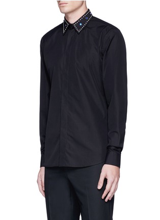 Front View - Click To Enlarge - GIVENCHY - Embellished collar cotton shirt