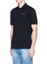 Front View - Click To Enlarge - GIVENCHY - Leather logo patch polo shirt