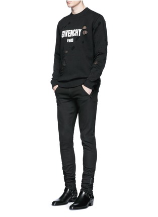 Figure View - Click To Enlarge - GIVENCHY - Logo print distressed sweatshirt