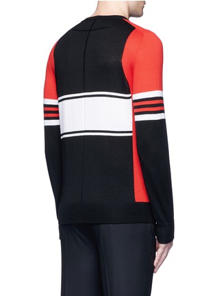 Back View - Click To Enlarge - GIVENCHY - Colourblock stripe Merino wool sweater