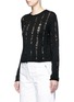 Front View - Click To Enlarge - T BY ALEXANDER WANG - Distressed dropped stitch Merino wool sweater