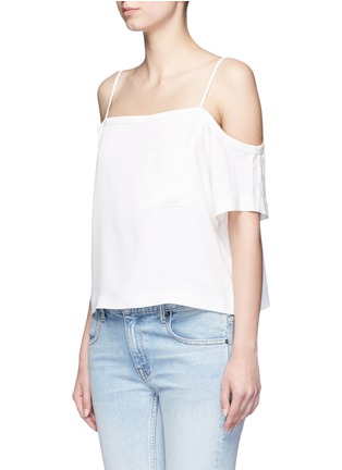 Front View - Click To Enlarge - T BY ALEXANDER WANG - Chest pocket crepe off-shoulder top
