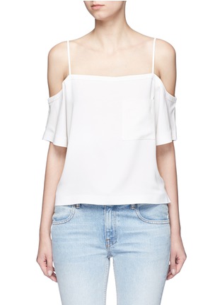 Main View - Click To Enlarge - T BY ALEXANDER WANG - Chest pocket crepe off-shoulder top