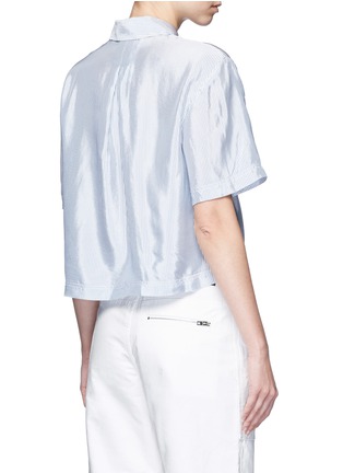 Back View - Click To Enlarge - T BY ALEXANDER WANG - Mix stripe washed viscose cropped shirt