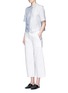 Figure View - Click To Enlarge - T BY ALEXANDER WANG - Mix stripe washed viscose cropped shirt