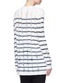Back View - Click To Enlarge - T BY ALEXANDER WANG - Distressed dropped stitch stripe Merino wool sweater