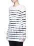Front View - Click To Enlarge - T BY ALEXANDER WANG - Distressed dropped stitch stripe Merino wool sweater