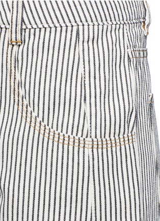 Detail View - Click To Enlarge - T BY ALEXANDER WANG - Frayed cuff stripe denim shorts