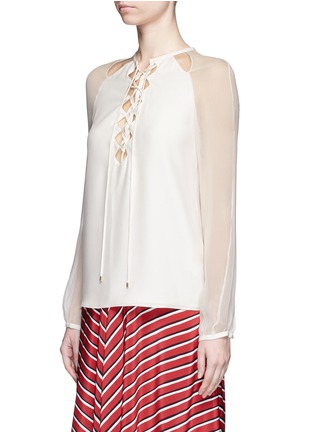 Front View - Click To Enlarge - ALTUZARRA - 'Benny' chiffon sleeve lace-up crepe blouse