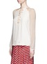 Front View - Click To Enlarge - ALTUZARRA - 'Benny' chiffon sleeve lace-up crepe blouse