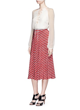 Figure View - Click To Enlarge - ALTUZARRA - 'Benny' chiffon sleeve lace-up crepe blouse