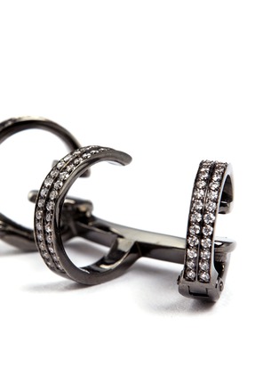 Detail View - Click To Enlarge - REPOSSI - 'Berbère' diamond 18k black gold three hoop ear cuff