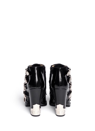 Back View - Click To Enlarge - TOGA ARCHIVES - Velvet panel leather fringe buckle booties