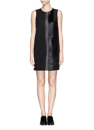 Main View - Click To Enlarge - THEORY - 'Elso' calf hair suede leather panel dress