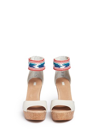 Front View - Click To Enlarge - UGG - 'Jacinda' serape beaded leather cork wedge sandals